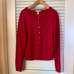 Banana Republic Rosy Red Cotton/Silk Cardigan